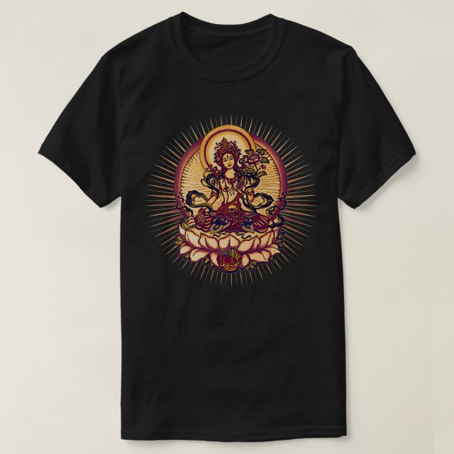 Tara, Tibet Buddhismus Lotus Meditation Yoga Om Sp T-Shirt (Design Front)