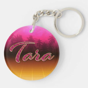Tara Vorname Name golden pink Schlüsselanhänger Keychain