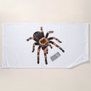 Tarantula cartoon illustration beach towel