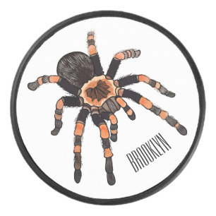 Tarantula cartoon illustration hockey puck