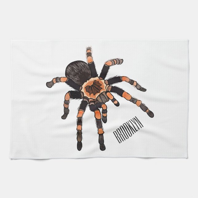 Tarantula cartoon illustration kitchen towel (Horizontal)