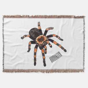 Tarantula cartoon illustration throw blanket
