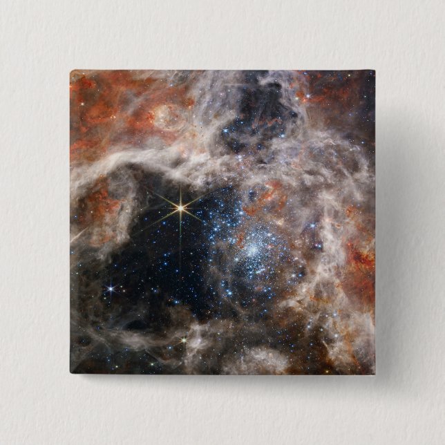 Tarantula Nebula Image from JWST 2 Inch Square Button (Front)
