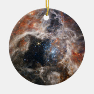 Tarantula Nebula Image from JWST Ceramic Ornament