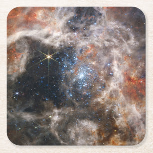 Tarantula Nebula Image from JWST Square Paper Coaster