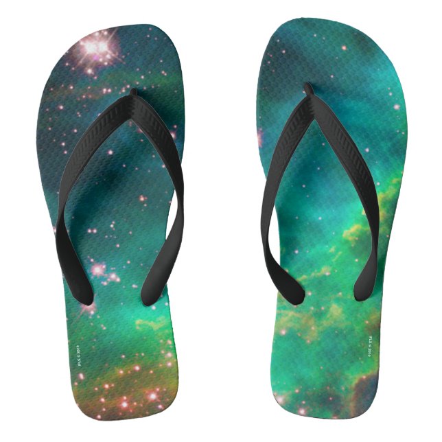 Tarantula Nebula Star Cluster Galaxy Image Flip Flops (Footbed)