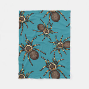 Tarantula on blue fleece blanket