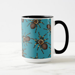 Tarantula on blue mug