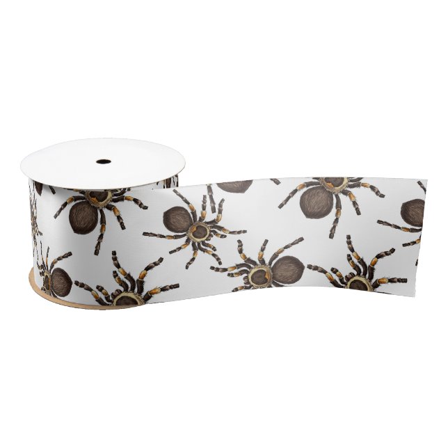Tarantula on white satin ribbon (Spool)