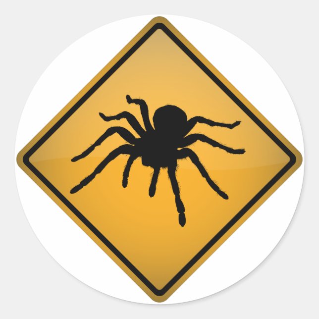 Tarantula Warning Sign Classic Round Sticker (Front)