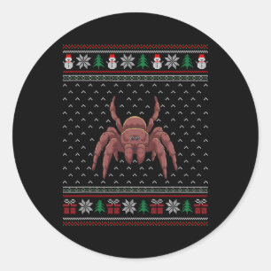 Tarantula Wearing Santa Hat Ugly Xmas Tarantula Lo Classic Round Sticker