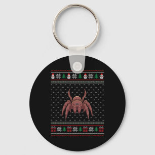 Tarantula Wearing Santa Hat Ugly Xmas Tarantula Lo Keychain