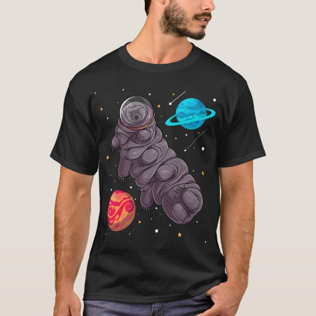 Tardigrade In Space Water Bear Astronaut Microbiol T-Shirt (Front)