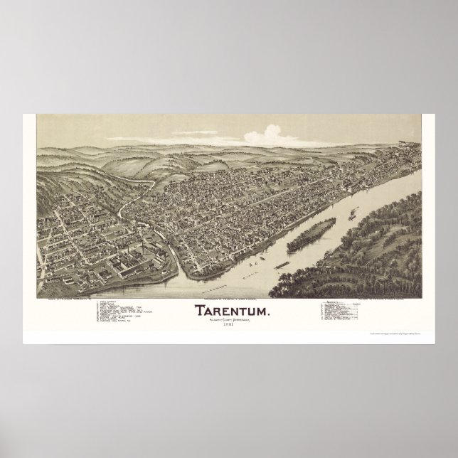 Tarentum, PA Panoramic Map - 1901 Poster (Front)