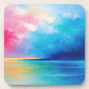 “Tarfarran”  Pink and Blue Landscape Seascape Coaster