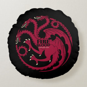 Targaryen Sigil - Fire & Blood Round Pillow