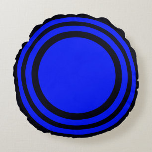 Target Bullseye, Blue-Black Round Pillow