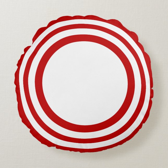 Target Bullseye, Red-White Round Pillow (Front)
