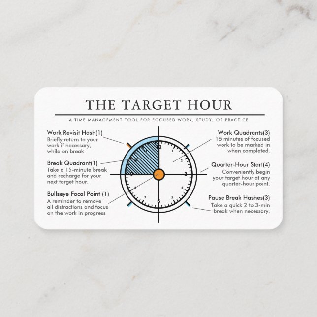 Target Hour Focus Tool | Work | Study | Practice  Business Card (Back)