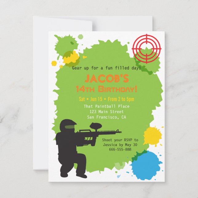 Target Locked Paintball Birthday Party Invitations (Front)