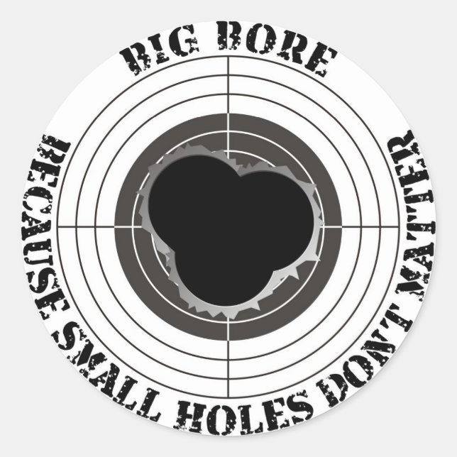 Target with large bullet holes - big bore classic round sticker (Front)