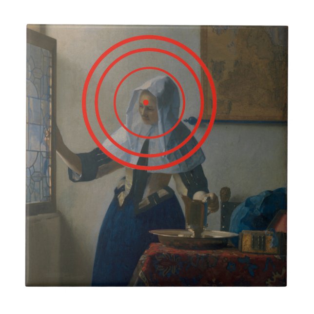 Target Young Woman With Water Pitcher Vermeer Art  Tile (Front)