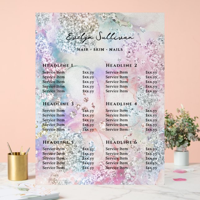 Tarif Parties scintillant Aquarelle Faux Iridescen (Mariage)