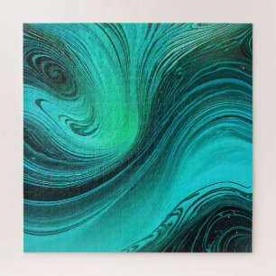 "Tarifa" Blue Swirls Waves Jigsaw Puzzle