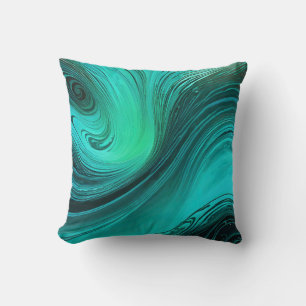 "Tarifa" Blue Swirls Waves Throw Pillow