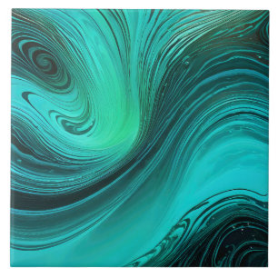 "Tarifa" Blue Swirls Waves Tile