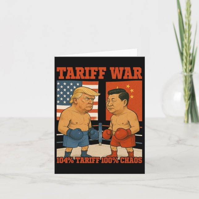 Tariff War Funny Trump Vs Xi Jinping Boxing Match  Card (Front)