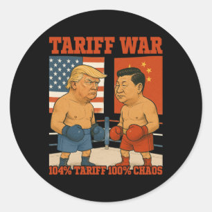 Tariff War Funny Trump Vs Xi Jinping Boxing Match  Classic Round Sticker