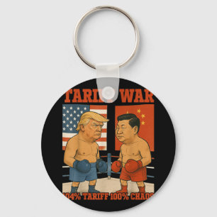 Tariff War Funny Trump Vs Xi Jinping Boxing Match  Keychain