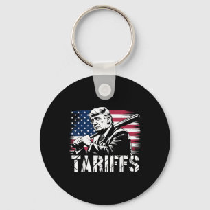 Tariffs Trump Usa Flag Trade Power Funny Tess  Keychain