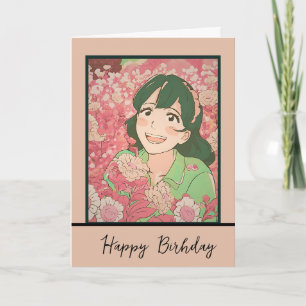 Tarjeta anime girl happy birthday card