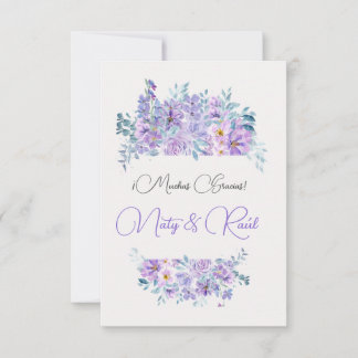 Tarjeta De Agradecimiento Boda tonos lila  Thank You Card