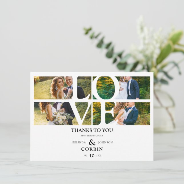 Tarjeta De Agradecimiento Love Quote White Trendy  Thank You Card (Standing Front)