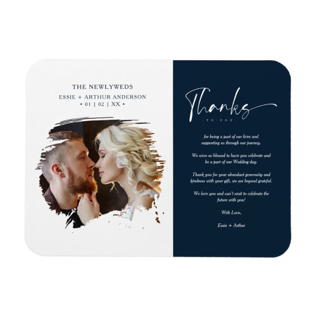 Tarjeta De Agradecimiento Modern Brushstoke Photo  Magnet (Horizontal)
