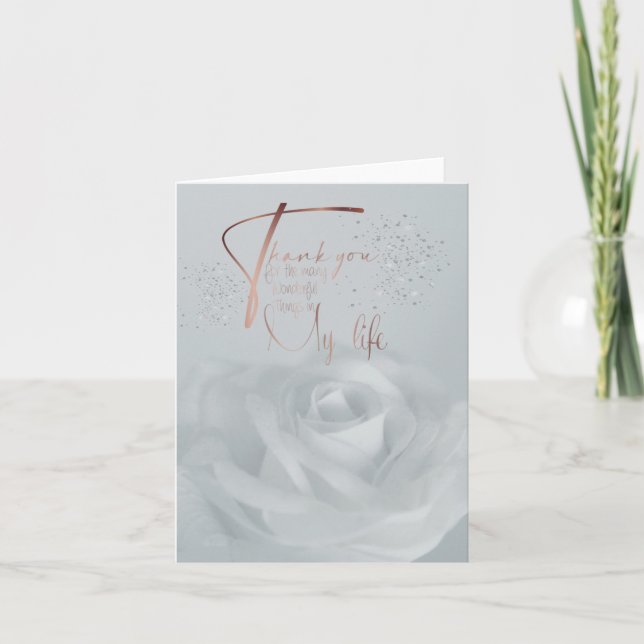 Tarjeta de agradecimiento plegada con rosa blanca thank you card (Front)