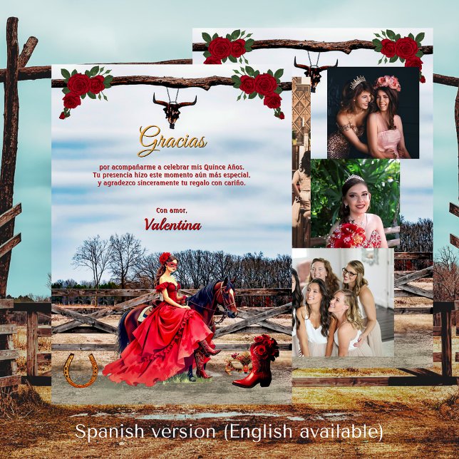 Tarjeta de agradecimiento Rancho con 4 fotos Thank You Card (Tarjeta de agradecimiento Rancho con 4 fotos Thank You Card)