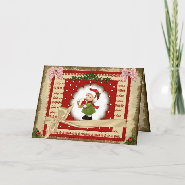 Tarjeta de felicitación Navidad estilo scrap Holiday Card (Front)
