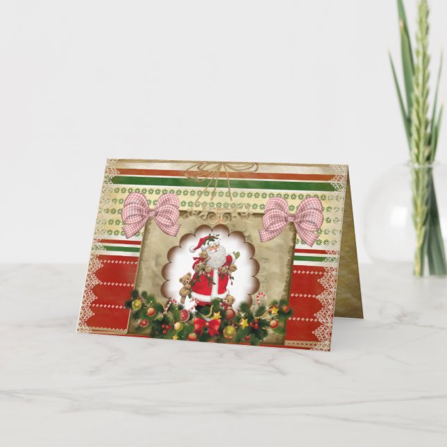 Tarjeta de felicitación Navidad  vintage Noel Holiday Card (Front)