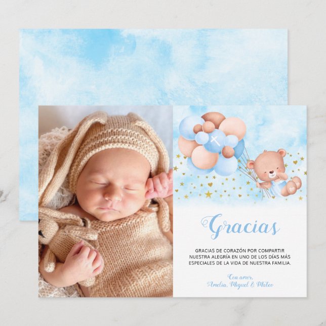 Tarjeta de Gracias Photo Carte de remerciements de (Devant / Derrière)
