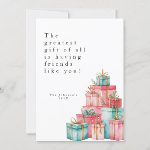 Tarjeta Festiva Minimal Pastel Regalos con Foto  Holiday Card