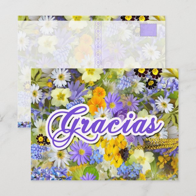 Tarjeta Postal - Gracias - Floral Postcard (Front/Back)