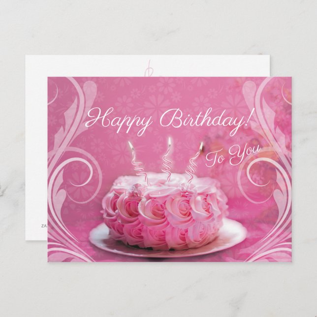Tarjeta postal - Pastel de cumpleaños Postcard (Front/Back)