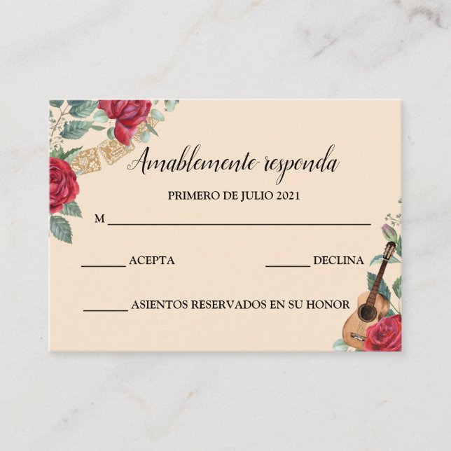 Tarjeta RSVP Bourgogne Red Charra Invitation (Devant)