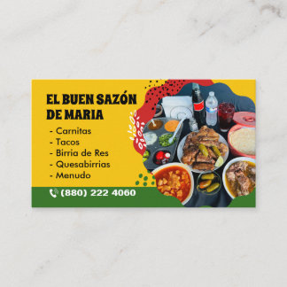 Tarjetas para Venta de Comida Mexican Food Business Card