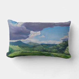 Taro Fields Hanalei Hawaii Oil Painting Lumbar Pillow