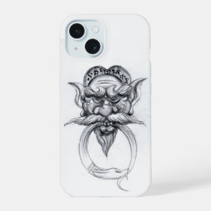 TAROT/ANTIQUE FANTASY GROTESQUE MASK Black White iPhone 15 Case